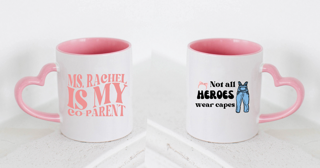 Pink- Our Hero (front and back of mug)