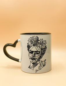Frida geometric heart handle mug